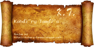 Koháry Tamás névjegykártya